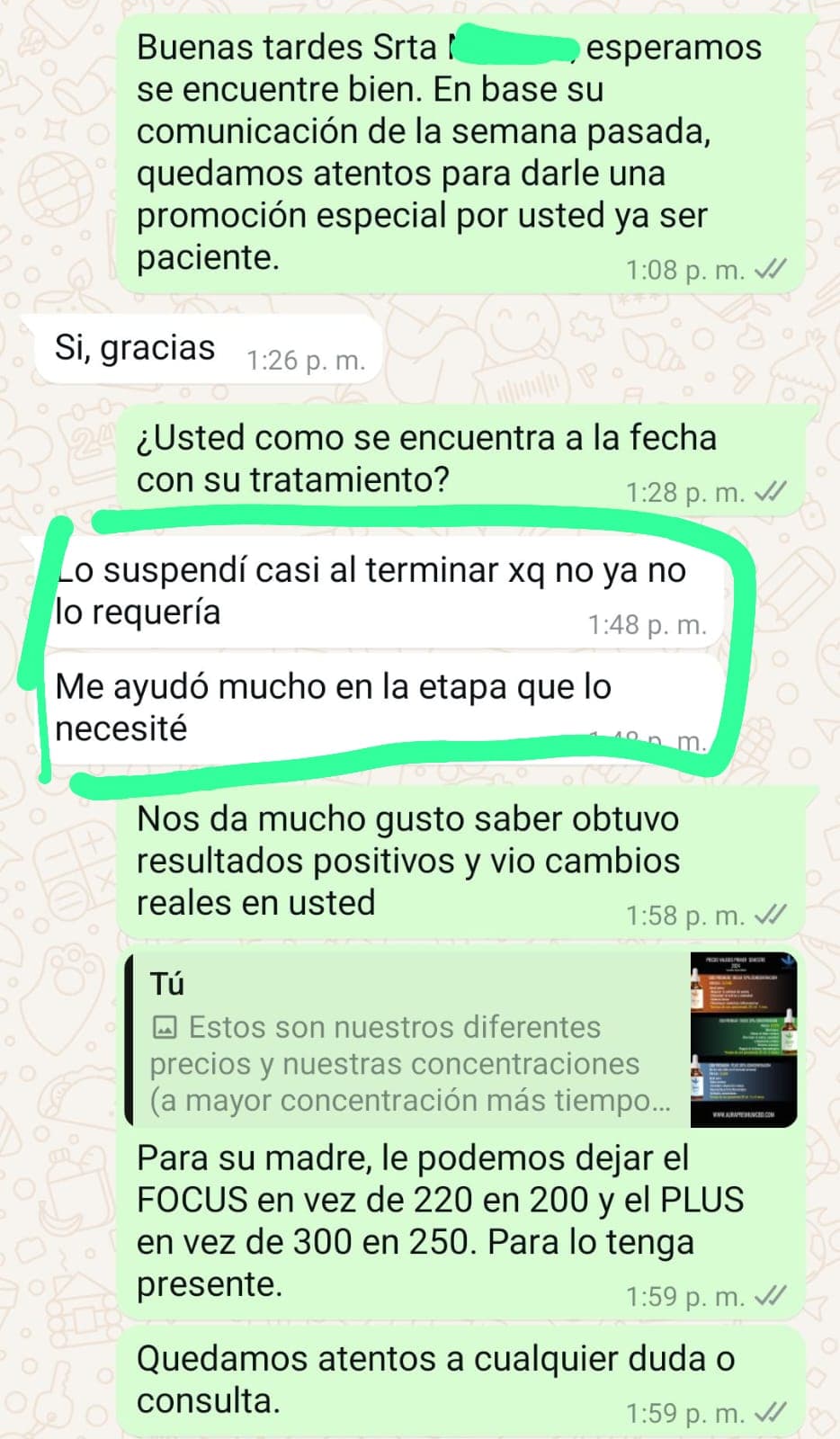 Captura de testimonio 12: Apoyo en su etapa