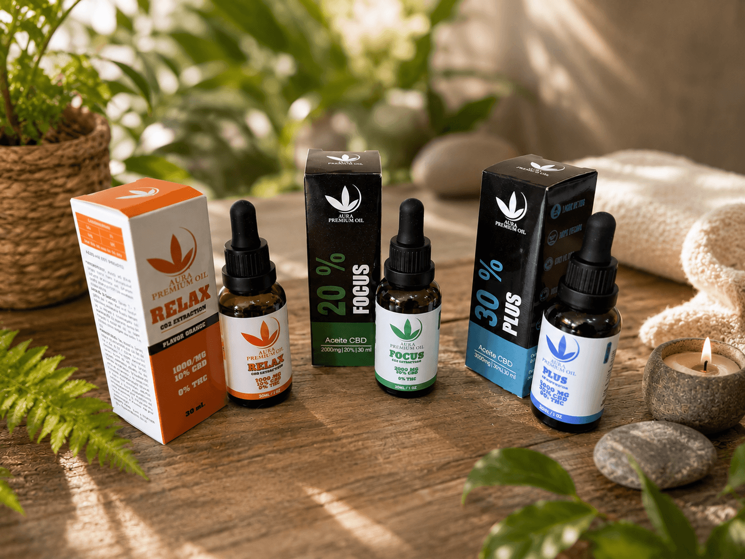 Linea Aura Premium Oil: Relax, Focus y Plus